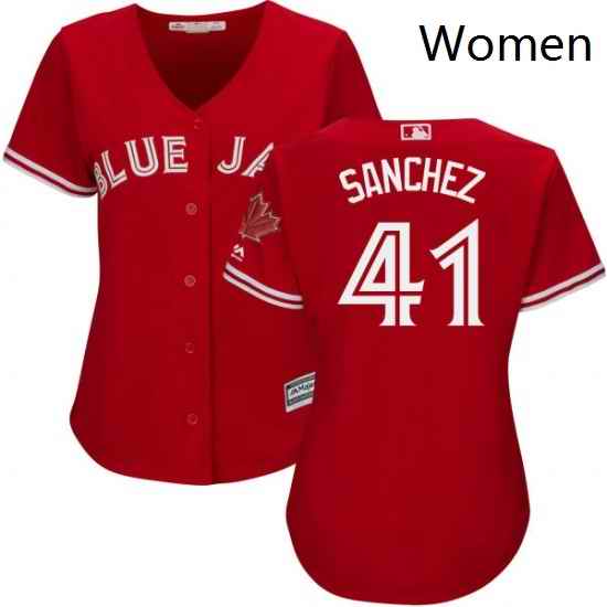 Womens Majestic Toronto Blue Jays 41 Aaron Sanchez Authentic Scarlet Alternate MLB Jersey